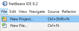 NetBeans 選單點選 File 開啟 New Project