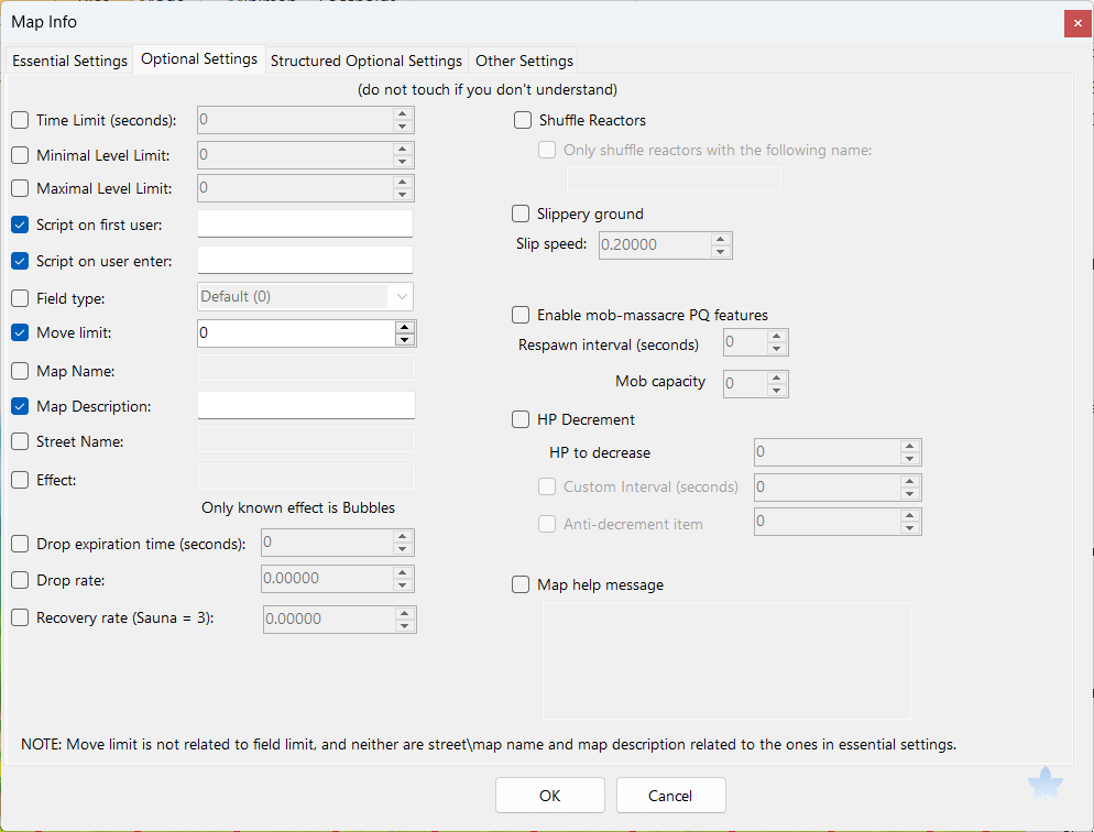 楓之谷私服架設教學網站 HaCreator_Map Info_Optional Settings